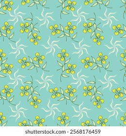 Artistic simple branches flowers peonies, dahlia and buds with leaves seamless pattern. Vector hand drawn. Retro, vintage, pastel print. Template for design, fabric, fashion, wallpaper, textile