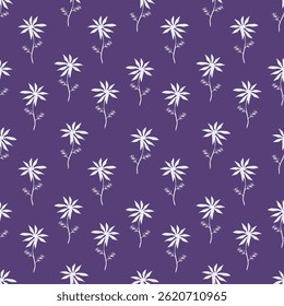 Artistieke eenvoudige takken bloemen pioenen, dahlia en knoppen met bladeren naadloos patroon. Vector hand getekend. Retro, vintage, pastelprint. Sjabloon voor ontwerp, stof, mode, behang, textiel