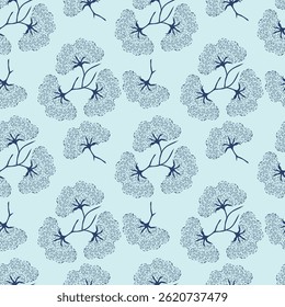 Artistic simple branches flowers peonies, dahlia and buds with leaves seamless pattern. Vector hand drawn. Retro, vintage, pastel print. Template for design, fabric, fashion, wallpaper, textile