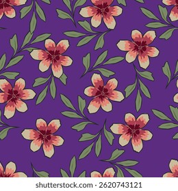 Artistic simple branches flowers peonies, dahlia and buds with leaves seamless pattern. Vector hand drawn. Retro, vintage, pastel print. Template for design, fabric, fashion, wallpaper, textile