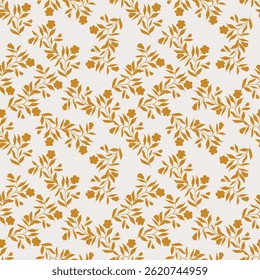 Artistic simple branches flowers peonies, dahlia and buds with leaves seamless pattern. Vector hand drawn. Retro, vintage, pastel print. Template for design, fabric, fashion, wallpaper, textile