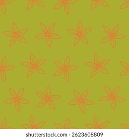 Artistic simple branches flowers peonies, dahlia and buds with leaves seamless pattern. Vector hand drawn. Retro, vintage, pastel print. Template for design, fabric, fashion, wallpaper, textile