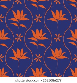 Artistic simple branches flowers peonies, dahlia and buds with leaves seamless pattern. Vector hand drawn. Retro, vintage, pastel print. Template for design, fabric, fashion, wallpaper, textile