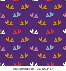 Artistic simple branches flowers peonies, dahlia and buds with leaves seamless pattern. Vector hand drawn. Retro, vintage, pastel print. Template for design, fabric, fashion, wallpaper, textile
