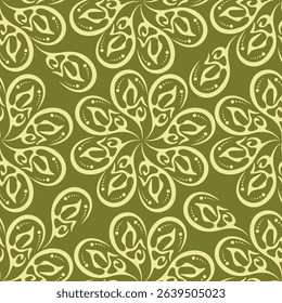 Artistic simple branches flowers peonies, dahlia and buds with leaves seamless pattern. Vector hand drawn. Retro, vintage, pastel print. Template for design, fabric, fashion, wallpaper, textile