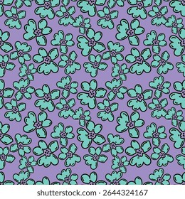 Artistic simple branches flowers peonies, dahlia and buds with leaves seamless pattern. Vector hand drawn. Retro, vintage, pastel print. Template for design, fabric, fashion, wallpaper, textile
