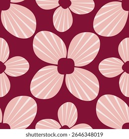 Artistic simple branches flowers peonies, dahlia and buds with leaves seamless pattern. Vector hand drawn. Retro, vintage, pastel print. Template for design, fabric, fashion, wallpaper, textile
