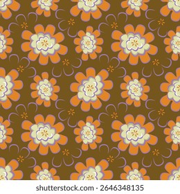 Artistieke eenvoudige takken bloemen pioenen, dahlia en knoppen met bladeren naadloos patroon. Vector hand getekend. Retro, vintage, pastelprint. Sjabloon voor ontwerp, stof, mode, behang, textiel
