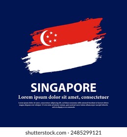 Artistic Singapore Flag Brush Stroke Illustration for Posters and Social Media