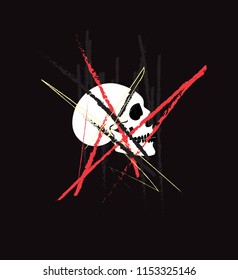 Artistic skull icon side on whit lines 