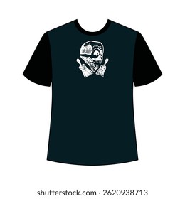 Artistic skull t-shirt design featuring detailed illustrations and creative expression.