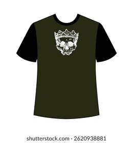Artistic skull t-shirt design featuring detailed illustrations and creative expression.