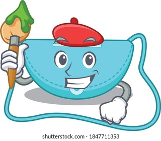 An artistic sling bag artist mascot design paint using a brush