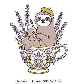 Artistic sloth character acting