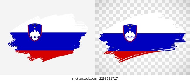 Artistic Slovenia flag with isolated brush painted textured with transparent and solid background
