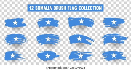 Artistic Somalia country brush flag collection. Set of grunge brush flags on a solid background