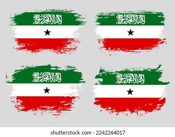 Artistic Somaliland country brush flag collection. Set of grunge brush flags on a solid background