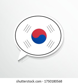 Artistic South Korea country flag on speech bubble. Abstract languages concept flat illustration