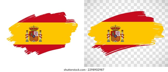 Artistic Spain flag with isolated brush painted textured with transparent and solid background