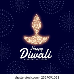 artistic sparkling glowing diya. happy diwali festive blue background vector