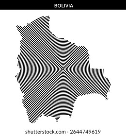 Artistic spiral design illustrates the outline of Bolivia.