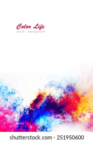 Artistic splashes of bright paints. Abstract color futuristic background. Cover design template for corporate card, book, booklet, brochure, flyer, poster, banner. Vector