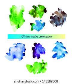 Artistic splashes vector watercolor set