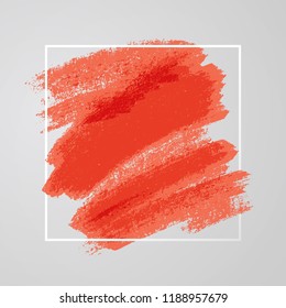 artistic square backdrop, vector with brush strokes red colors, oil paint look background with colorful painted stains