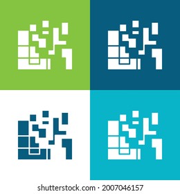 Artistic Squares Flat four color minimal icon set