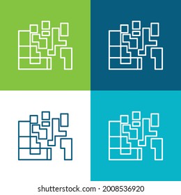 Artistic Squares Flat four color minimal icon set