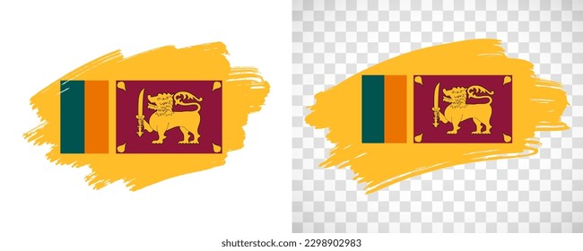 Artistic Sri Lanka flag with isolated brush painted textured with transparent and solid background