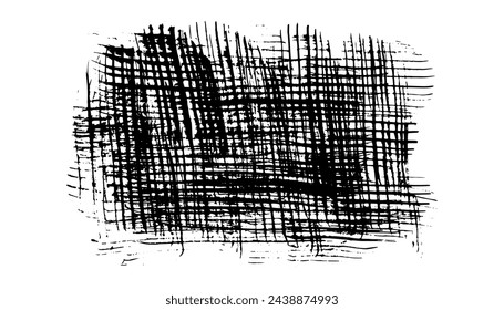 Künstlerisch gestreifte chaotische Textur von schwarzen Tintenpinselstrichen. Abstrakte dunkel strukturierte geometrische quadratische Form Rand für Textur Rahmen Design, Hintergrund, wütende Banner Konzept