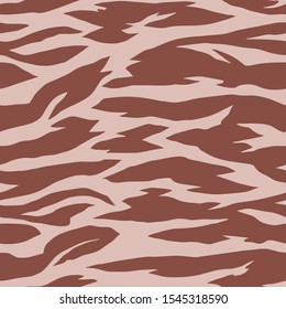 Artistic striped seamless pattern. Flat silhouette of animal skin tiger zebra fur print. Torn borders. Background with wavy abstract stripes. Fashion design for textile, fabric, wrapping, surface.