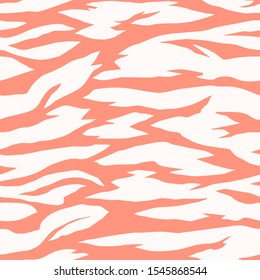 Artistic striped seamless pattern. Flat silhouette of animal skin tiger zebra fur print. Torn borders. Background with wavy abstract stripes. Fashion design for textile, fabric, wrapping, surface.