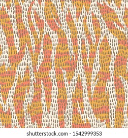 Artistic striped seamless pattern. Silhouette of animal skin zebra tiger fur print. Torn borders. Background with wavy abstract stripes and hatched texture. 