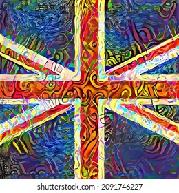 An artistic style version of the British Union Jack flag.
