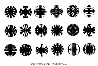 Artistic and stylish circle icon pattern varies on white background.