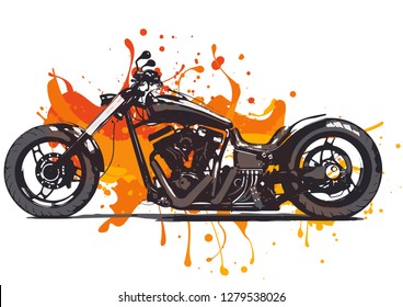 Artistic stylized motorcycle racer in motion. Vector illustration