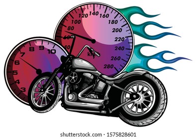 Artistic stylized motorcycle racer in motion. illustration