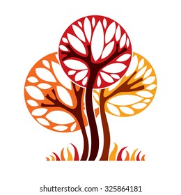Artistic stylized natural design symbol, creative tree illustration. Can be used as ecology and environmental conservation concept. 