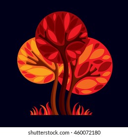 Artistic stylized natural design symbol, creative tree illustration. Can be used as ecology and environmental conservation concept. 