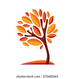 Artistic stylized natural symbol, creative tree illustration. Can be used as ecology and environmental conservation concept.