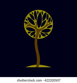 Artistic stylized natural symbol, creative tree illustration. Can be used as ecology and environmental conservation concept.