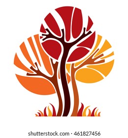 Artistic stylized natural symbol, creative tree illustration. Can be used as ecology and environmental conservation concept.
