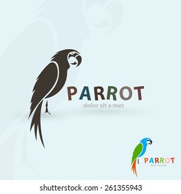 Artistic stylized parrot icon. Silhouette birds. Creative art logo design. Vector illustration.