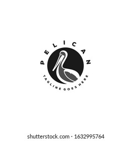 Artistic stylized pelican icon. Pelican logo design. Silhouette of birds