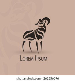Artistic stylized sheep shape. Silhouette wild animal. Creative art logo design. Vector illustration.