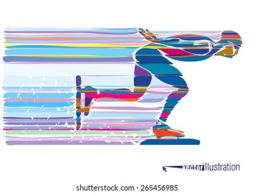 Artistic stylized skater in motion. Vector illustration