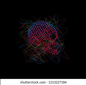 Artistic Sugar skull icon with pink dots, colorful, 