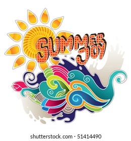 Artistic summer banner with abstract shapes. Vector illustration.